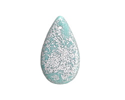 Czech Glass Textured Matte Turquoise w/ Silver Luster Teardrop Focal 18x30mm
