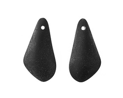 Jet Beach-Style Glass Fancy Drop Pendant Pair 12x24mm