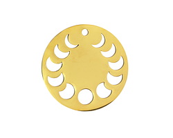 Gold (plated) Stainless Steel Round Moon Phases Pendant 23mm
