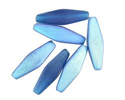 Czech Glass Matte Pacific Blue AB Rhombus 20x8mm