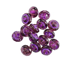 Czech Glass Textured Amethyst w/ Purple Wash UFO 6x8mm