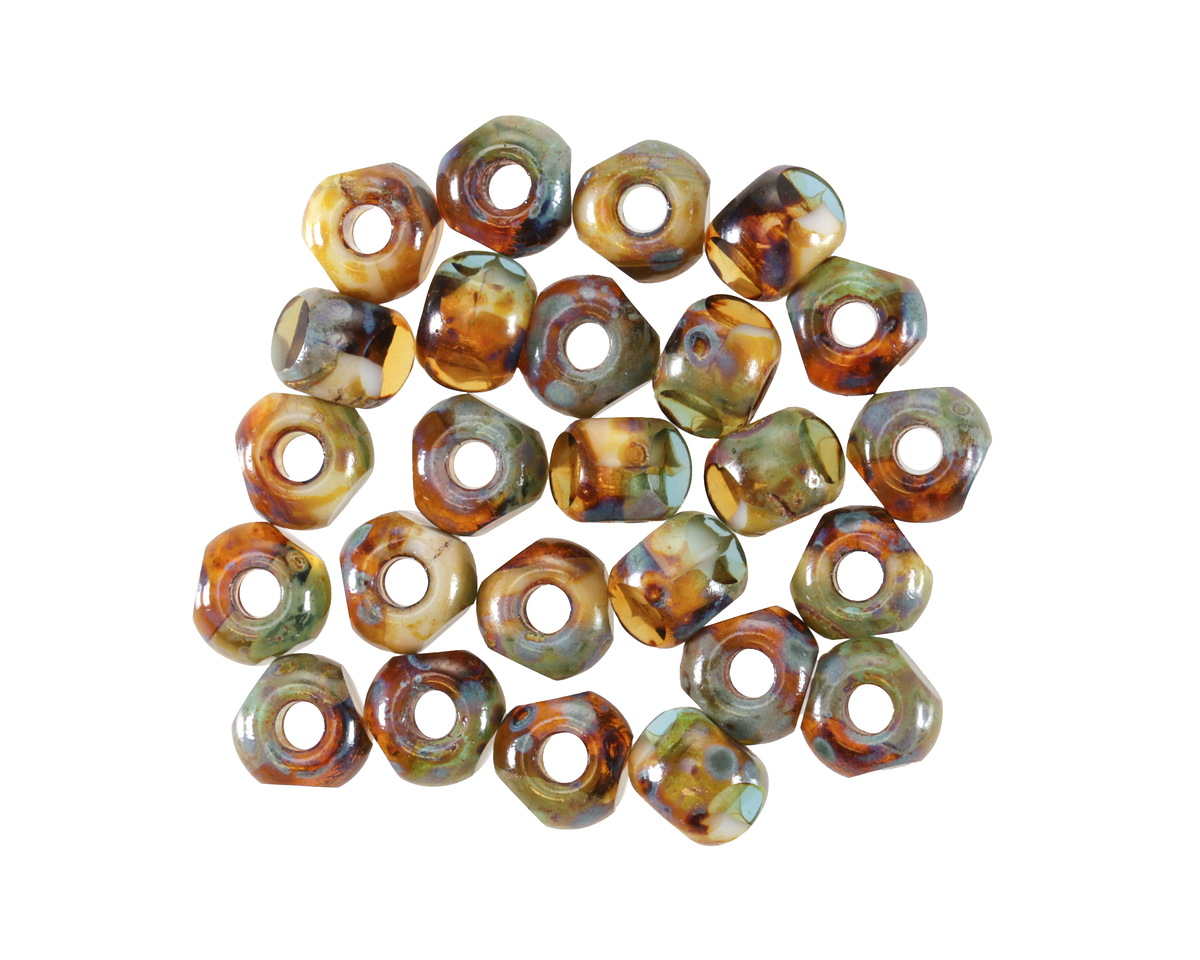Czech Glass Sunny Coast Picasso Trica Beads 4x5mm
