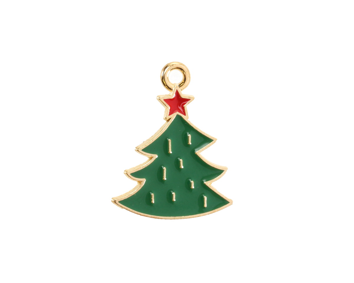 Enamel Christmas Tree w/ Red Star Focal 16x20mm