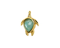 Brazil Amazonite w/ Gold Finish Sea Turtle Focal 15x19mm