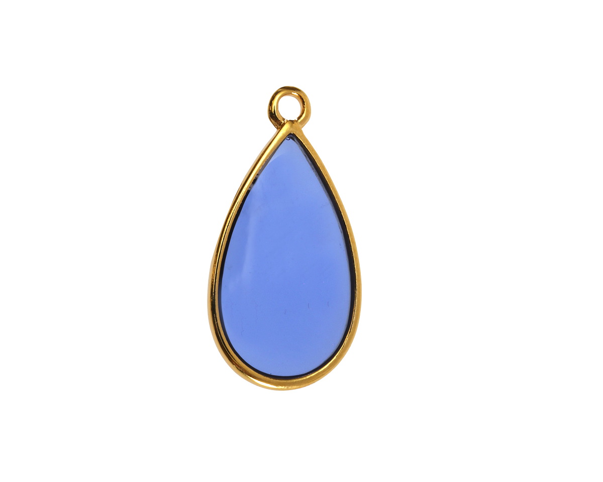 24k Gold (Plated) Transparent Sapphire Resin Drop Focal 13x23mm