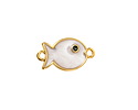 24K Gold (plated) White Pearl Enamel Fish Focal Link 19x11mm