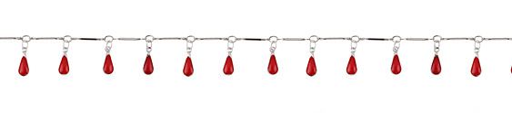 Zola Elements Silver Finish Bar Chain w/ Red Teardrops