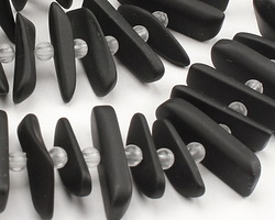 Jet Beach-Style Glass Fish Bone 3-4x20-25mm
