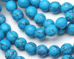 Howlite Turquoise (dark) Faceted Round 8mm