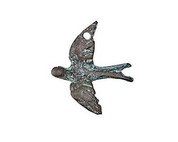 Mykonos Copper (plated) Patina Flying Dove 29x34mm