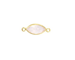 Rose Quartz Faceted Horse Eye Link in Gold Vermeil 19x7mm