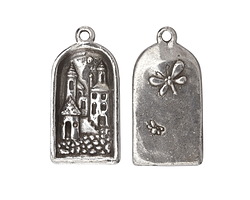 Green Girl Pewter Fairy Village Pendant 18x36mm