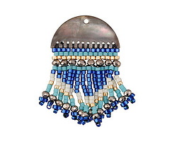 Lagoon Black Lip Shell Woven Fringe Focal 25x40mm