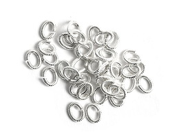 Nunn Design Sterling Silver (plated) Textured Oval Jump Ring 6x5mm, 16 gauge
