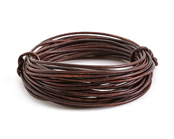 Natural Antique Brown Round Leather Cord 1.5mm, 16 feet