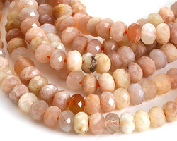 Peach Moonstone Faceted Rondelle 4x6mm Beads