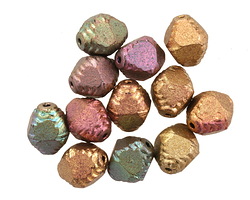 Czech Glass Autumn Metallics Etched Bicone 10x8mm