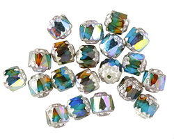 Czech Glass Rainforest AB w/ Silver Lantern 6mm