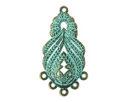 Patina Green Brass (plated) Peacock Plume Chandelier Focal 23x45mm