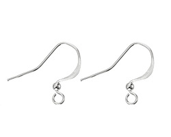 Silver (plated) Flattened Earwire w/ 2.5mm Bead 22x18mm