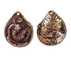 Green Girl Bronze Mermaid Clamshell 20x24mm