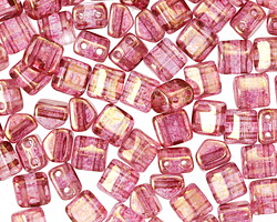 CzechMates Glass Transparent Topaz Pink Luster 2-Hole Roof Bead 6mm