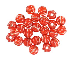 Czech Glass Ladybug Red w/ Copper Large Hole Melon Round 6mm