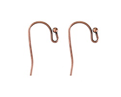 Antique Copper (plated) Earwire w/ Ball 11x21mm (100 pieces)
