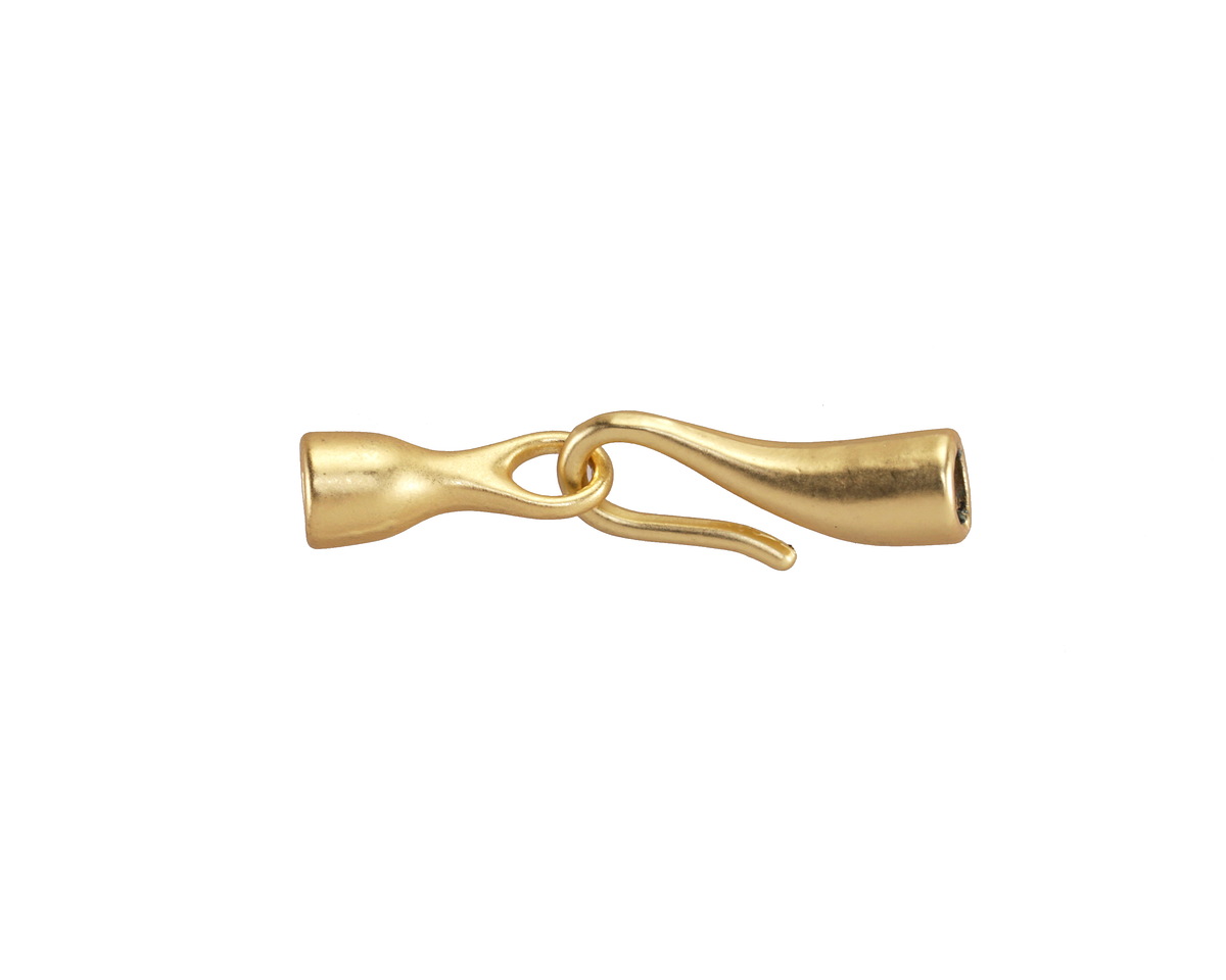 Satin Hamilton Gold (plated) Simple Hook & Eye Glue In 3mm Cord End Clasp 30x5mm