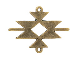 Mykonos Antique Brass (plated) Aztec Pattern Focal Link 25x30mm