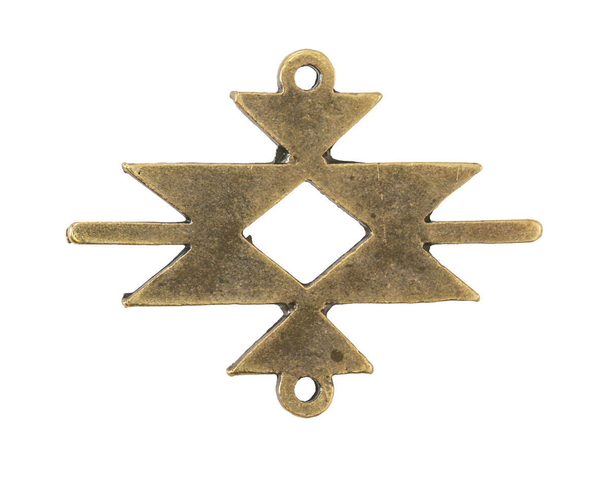 Mykonos Antique Brass (plated) Aztec Pattern Focal Link 25x30mm