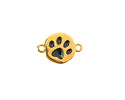 24K Gold (plated) Jet Enamel Dog Paw in Round Focal Link 16.5x11.5mm