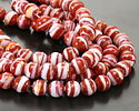 Brick Red & White Swirl Lampwork Glass Round 10mm