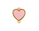 24K Gold (Plated) Transparent Rose Resin Heart Focal Link 16x18mm