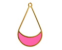 24K Gold (Plated) Transparent Paradise Pink Resin Openwork Teardrop Focal 24x42mm