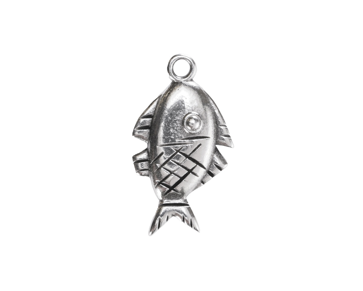 Antique Silver (plated) Fish Pendant 13x23mm