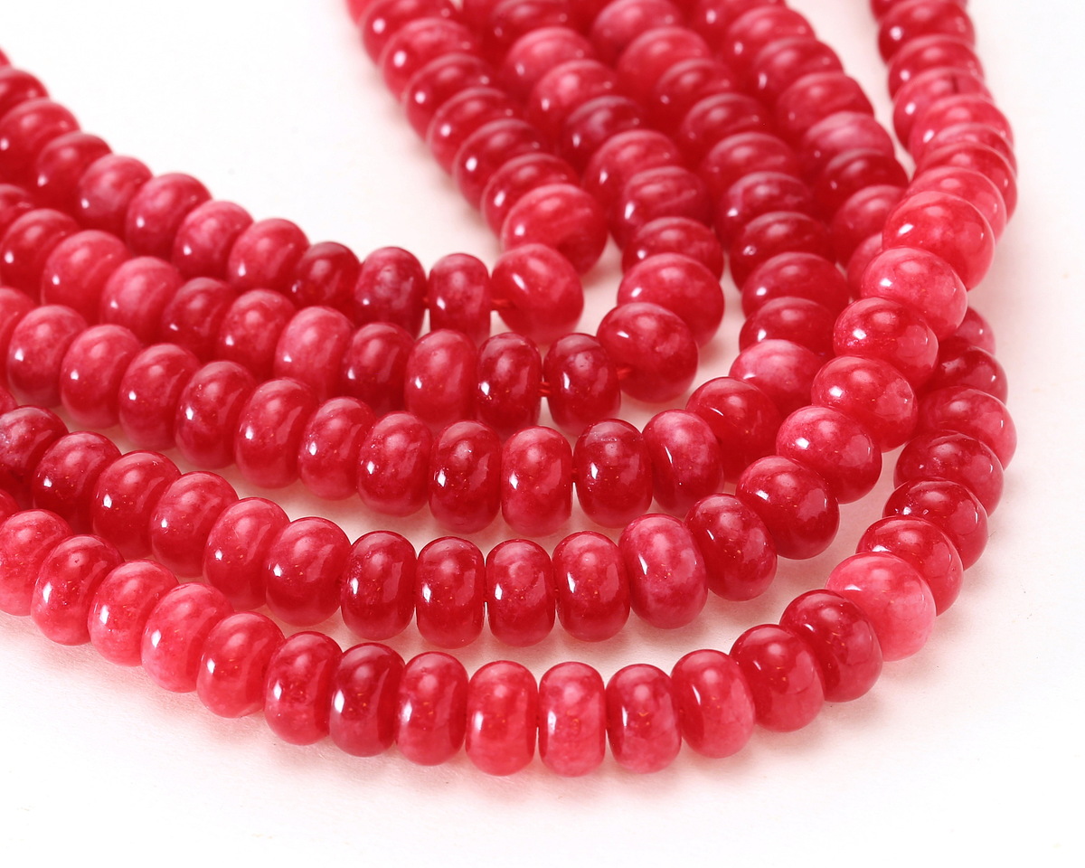 Candied Strawberry Agate Rondelle 5x8mm