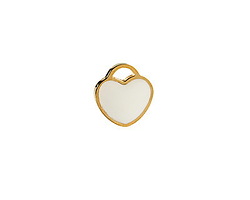 White Enamel Gold (plated) Stainless Steel Heart Charm 11x12mm