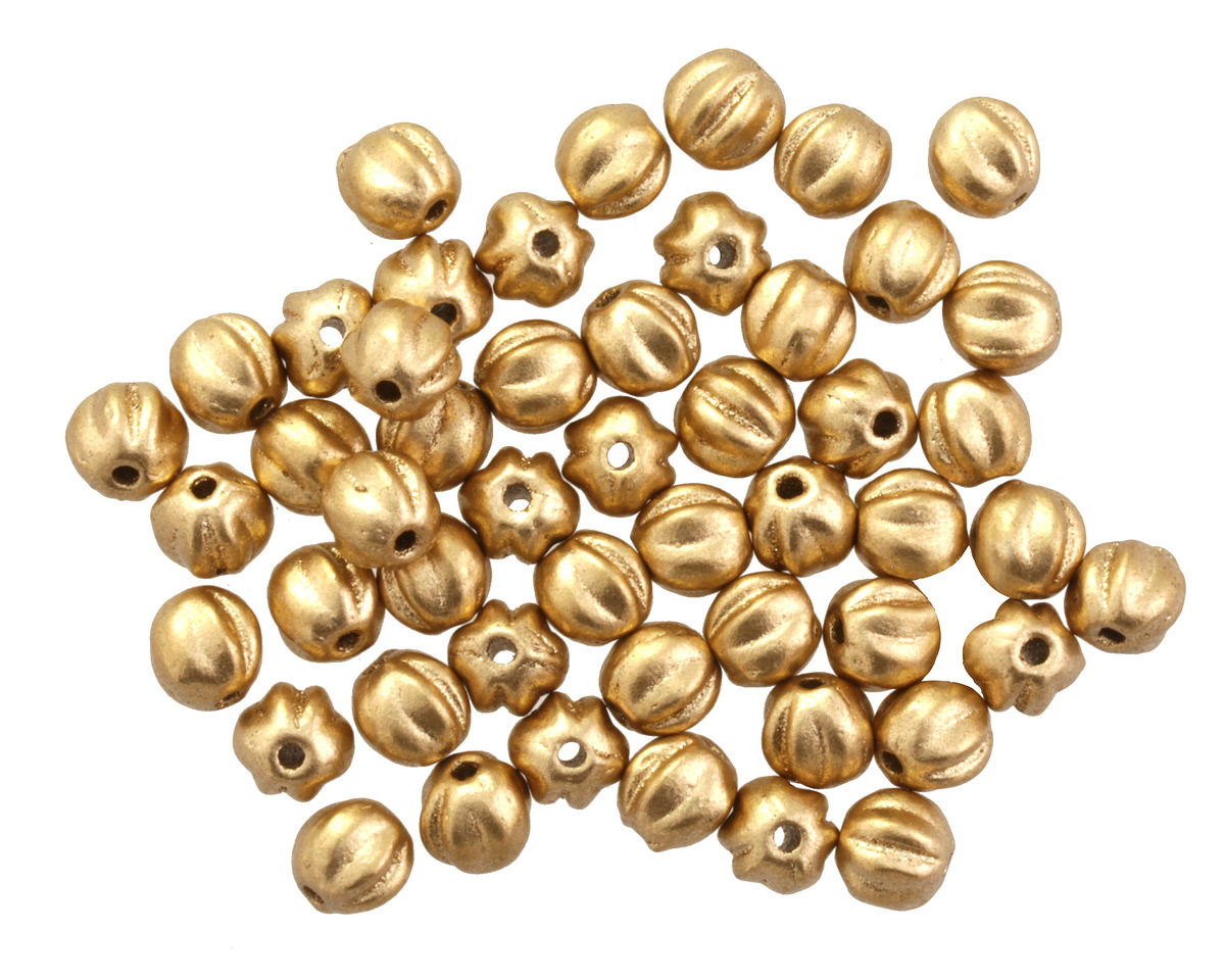 Czech Glass Matte Gold Melon Round 4mm