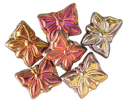 Czech Glass Metallic Rainbow Butterfly Bead 12x15mm