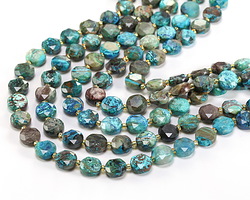 Chrysocolla Faceted Star Coin 8mm