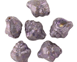 Czech Glass Bisque w/ Metallic Purple Wash Murex Shell 15x12mm