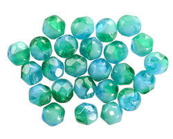 Czech Glass Aquamarine Waters Fire Polished Round 6mm
