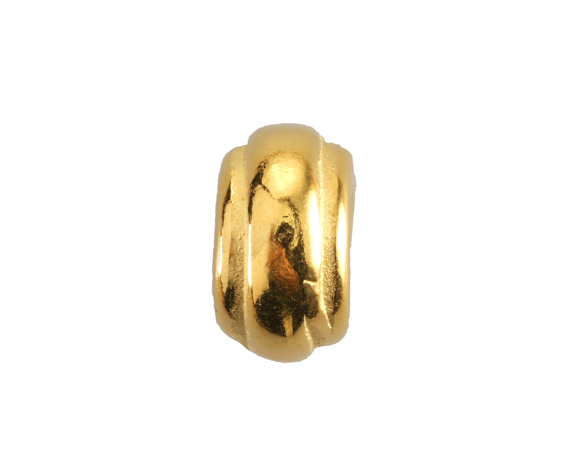 Mykonos Metalized Ceramic Gold Ridged Rondelle 11x18mm