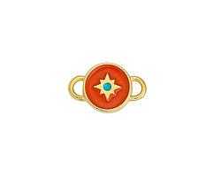 24K Gold (plated) Hyacinth & Turquoise Enamel North Star Round Focal Link 16x10mm