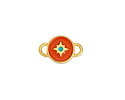 24K Gold (plated) Hyacinth & Turquoise Enamel North Star Round Focal Link 16x10mm
