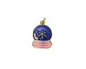 18k Gold (plated) Glitter Blue & Pink Enamel Snow Globe Focal 11x15mm