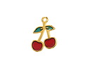 24K Gold (Plated) Enameled Cherry Focal 14x20mm