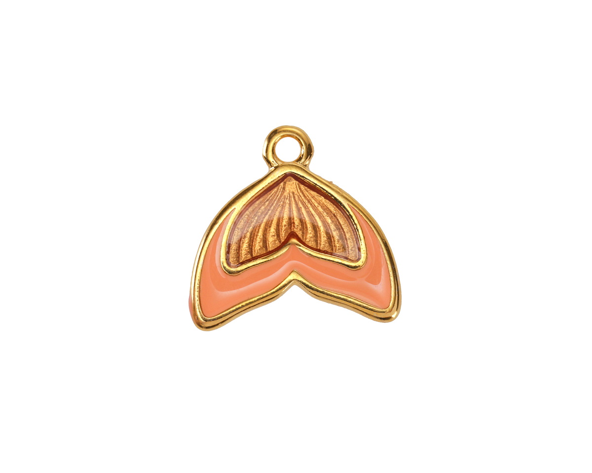 24K Gold (plated) Pink Enamel Mermaid Tail Focal 16mm