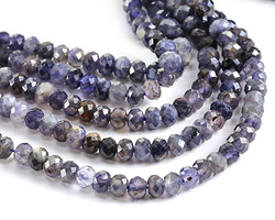 Iolite Microfaceted Rondelle 4x6mm Beads